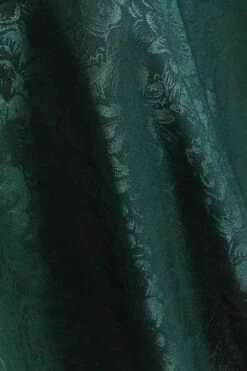 Petite Bottle Green Satin Jacquard Floral Mini Dress -Glamourista 00100036028 ZS