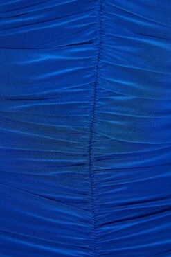 Royal Blue Ruched V Neck Bodycon Midi Dress -Glamourista 00100036038 ZS