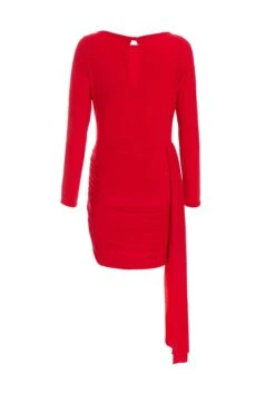 Red Ruched Drape Mini Dress -Glamourista 00100036049 ZB