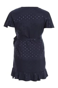 Curve Navy Satin Polka Dot Wrap Dress -Glamourista 00100036061 ZB