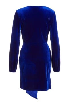 Royal Blue Velvet Sash Bodycon Dress -Glamourista 00100036068 ZB