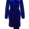 Royal Blue Velvet Sash Bodycon Dress