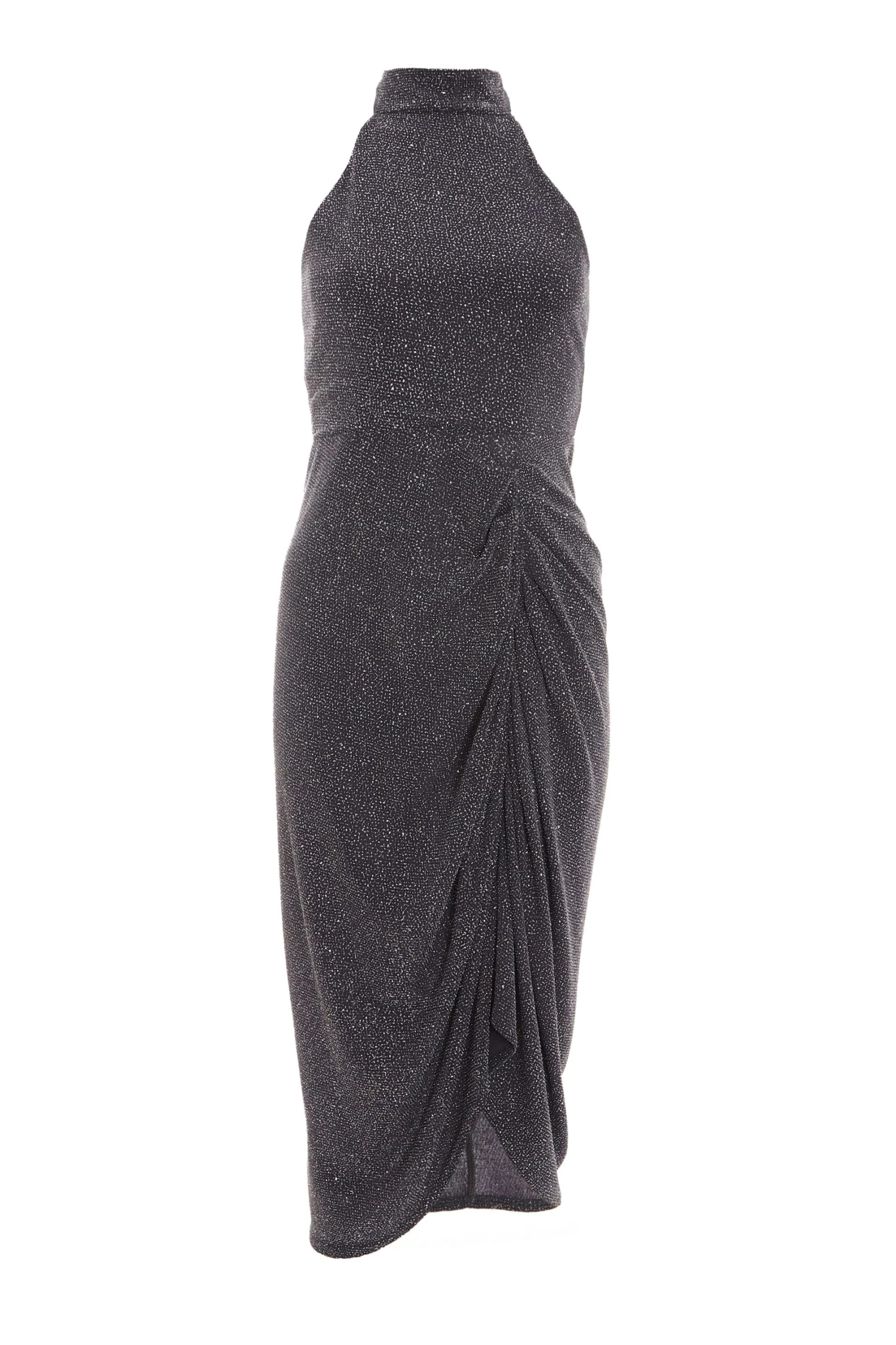 Grey Glitter Ruched Midi Dress 1 Grey Glitter Ruched Midi Dress