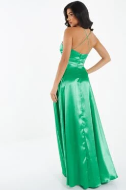 Jade Green Satin Maxi Dress -Glamourista 00100036084 XB