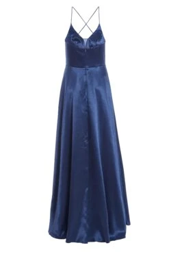 Navy Satin Maxi Dress -Glamourista 00100036085 ZB