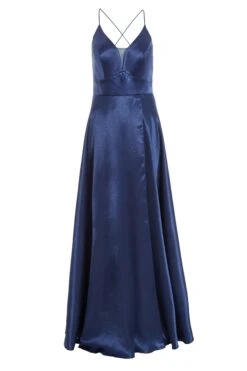 Navy Satin Maxi Dress