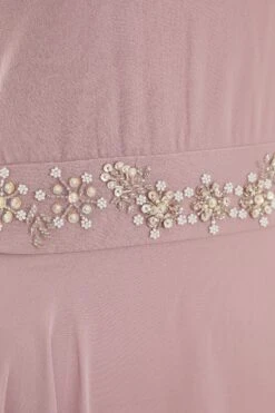 Pink Embellished Chiffon High Neck Midaxi Dress -Glamourista 00100036088 ZS