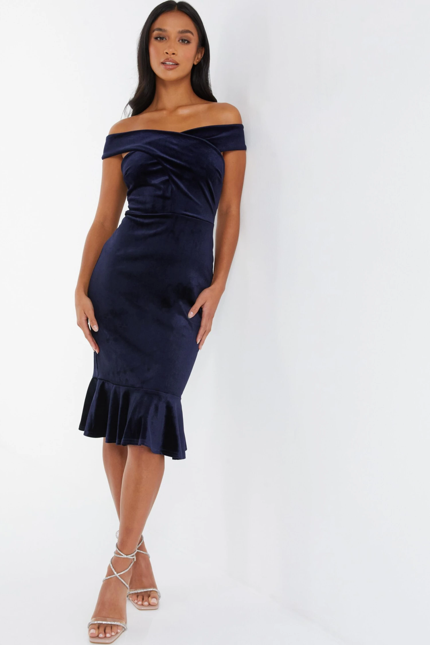 Petite Royal Blue Velvet Midi Dress 2 Petite Royal Blue Velvet Midi Dress - Image 2
