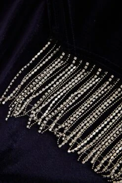 Petite Blue Velvet Diamante Trim Mini Dress -Glamourista 00100036090 ZS