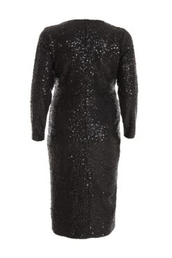 Curve Black Sequin Wrap Midi Dress 10 Curve Black Sequin Wrap Midi Dress -Glamourista 00100036098 ZB