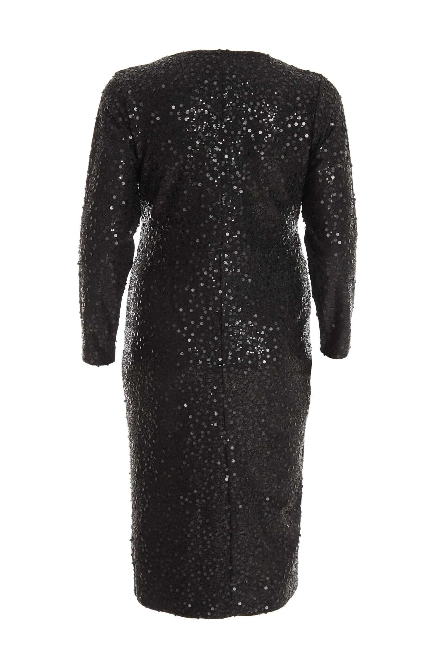 Curve Black Sequin Wrap Midi Dress 5 Curve Black Sequin Wrap Midi Dress - Image 5
