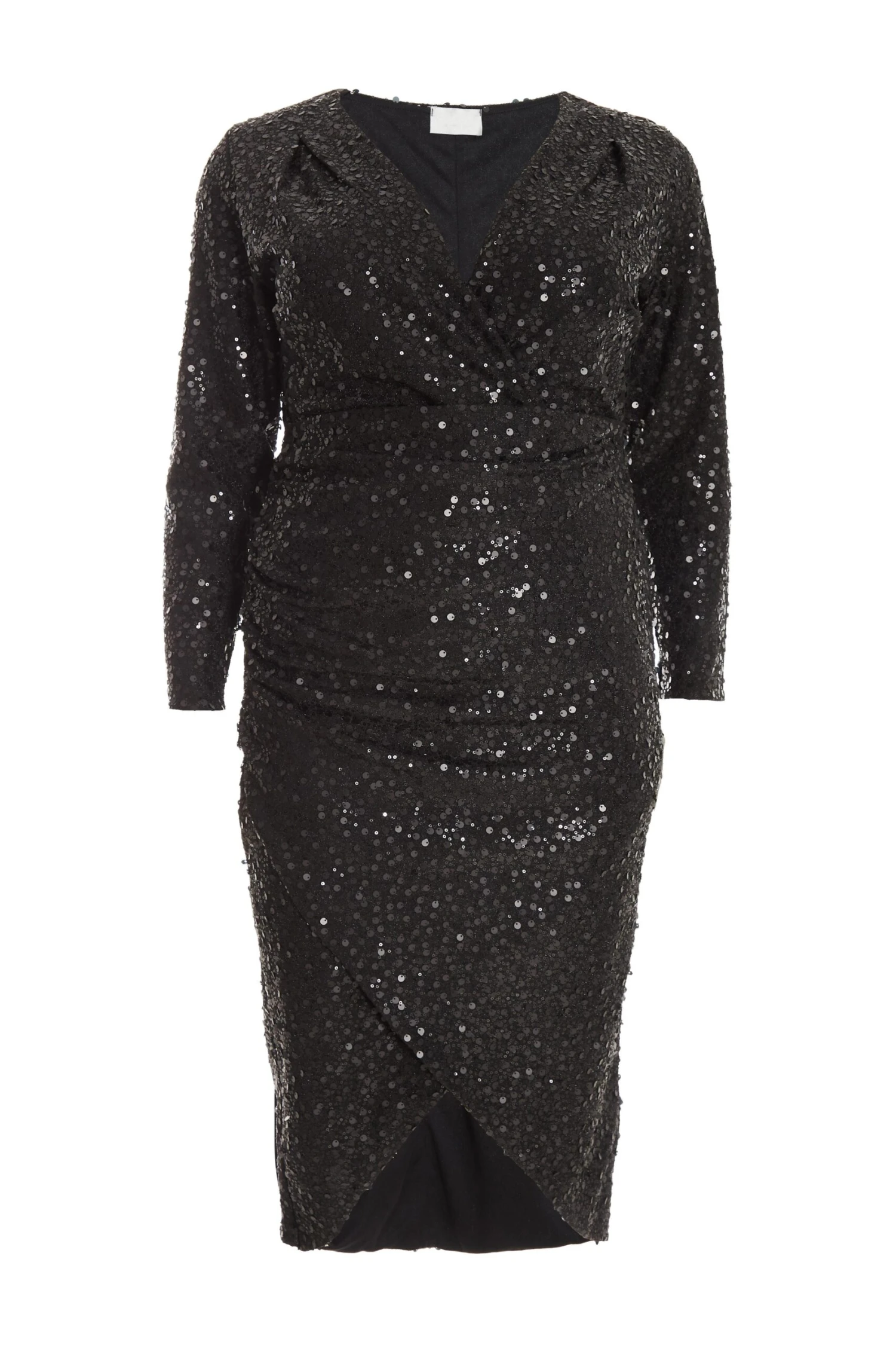 Curve Black Sequin Wrap Midi Dress 1 Curve Black Sequin Wrap Midi Dress