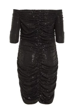 Curve Black Sequin Bardot Mini Dress -Glamourista 00100036100 ZB