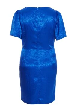 Curve Royal Blue Satin Animal Print Midi Dress -Glamourista 00100036102 ZB