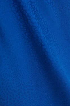 Curve Royal Blue Satin Animal Print Midi Dress -Glamourista 00100036102 ZS