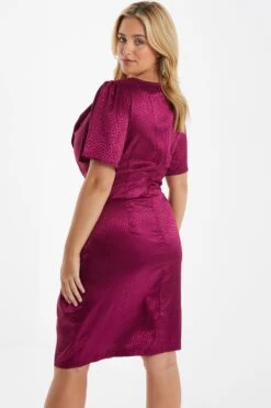Curve Berry Satin Animal Print Midi Dress -Glamourista 00100036103 XB