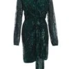 Bottle Green Sequin Sash Bodycon Dress