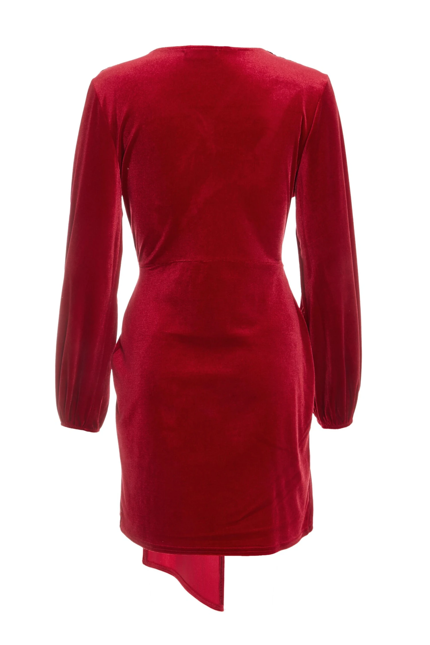 Red Velvet Sash Bodycon Dress 5 Red Velvet Sash Bodycon Dress - Image 5
