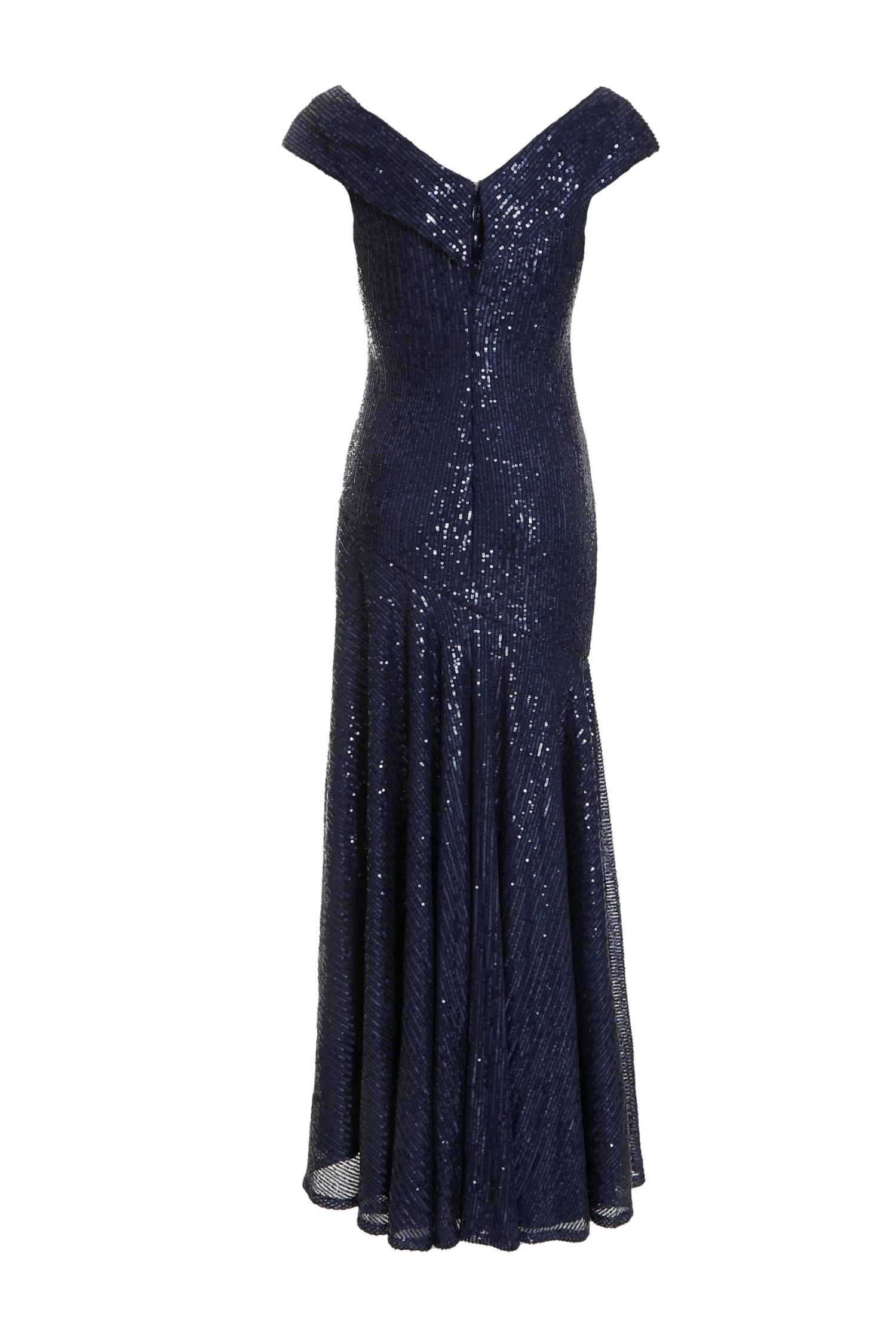 Petite Navy Sequin Ruched Maxi Dress 5 Petite Navy Sequin Ruched Maxi Dress - Image 5