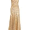 Petite Gold Sequin Ruched Maxi Dress