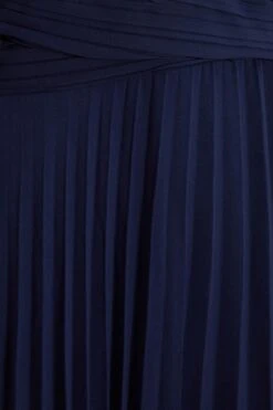 Curve Navy Pleated Chiffon Maxi Dress -Glamourista 00100036129 ZS