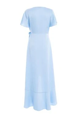Light Blue Satin Wrap Maxi Dress 10 Light Blue Satin Wrap Maxi Dress -Glamourista 00100036140 ZB