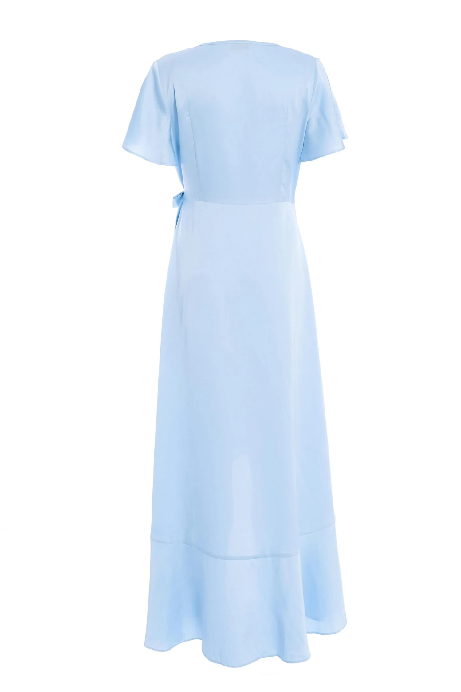 Light Blue Satin Wrap Maxi Dress 5 Light Blue Satin Wrap Maxi Dress - Image 5