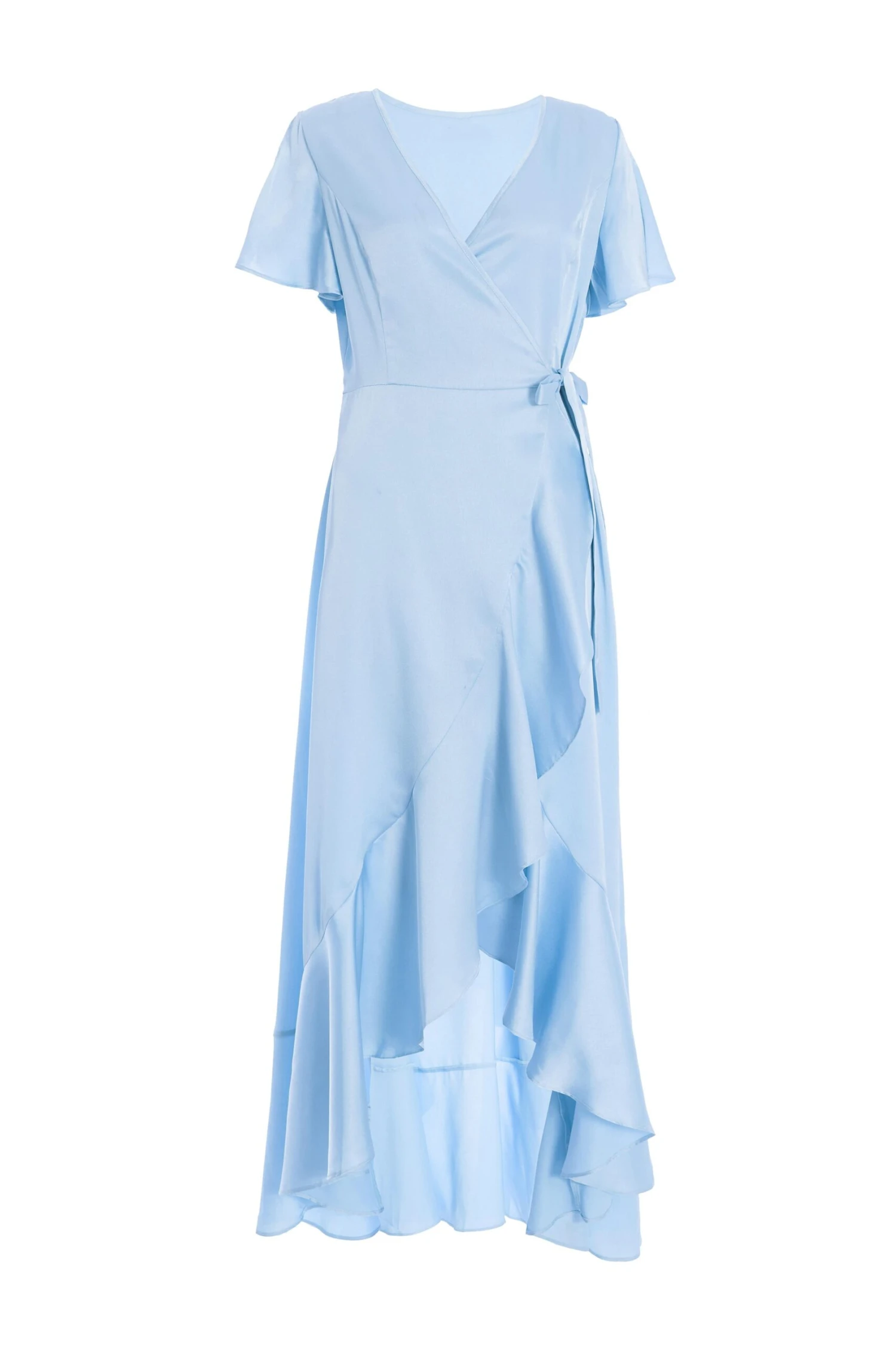 Light Blue Satin Wrap Maxi Dress 1 Light Blue Satin Wrap Maxi Dress