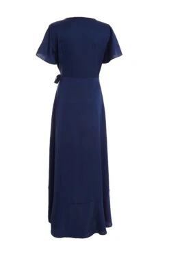 Navy Satin Wrap Maxi Dress 10 Navy Satin Wrap Maxi Dress -Glamourista 00100036141 ZB