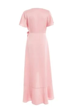 Pink Satin Wrap Maxi Dress 10 Pink Satin Wrap Maxi Dress -Glamourista 00100036142 ZB