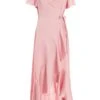 Pink Satin Wrap Maxi Dress
