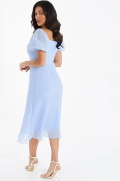 Light Blue Chiffon Crinkle Midi Dress 8 Light Blue Chiffon Crinkle Midi Dress -Glamourista 00100036159 XB