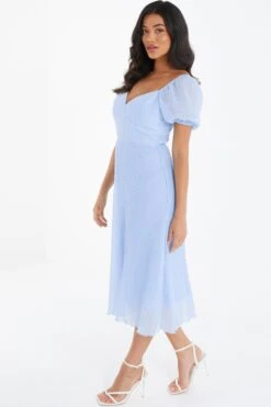 Light Blue Chiffon Crinkle Midi Dress 9 Light Blue Chiffon Crinkle Midi Dress -Glamourista 00100036159 XS