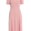 Pink Chiffon Crinkle Midi Dress