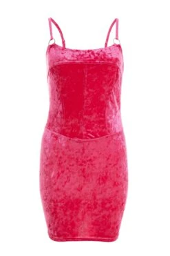 Pink Velvet Bodycon Mini Dress