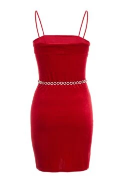 Red Velvet Diamante Mini Dress 10 Red Velvet Diamante Mini Dress -Glamourista 00100036174 ZB