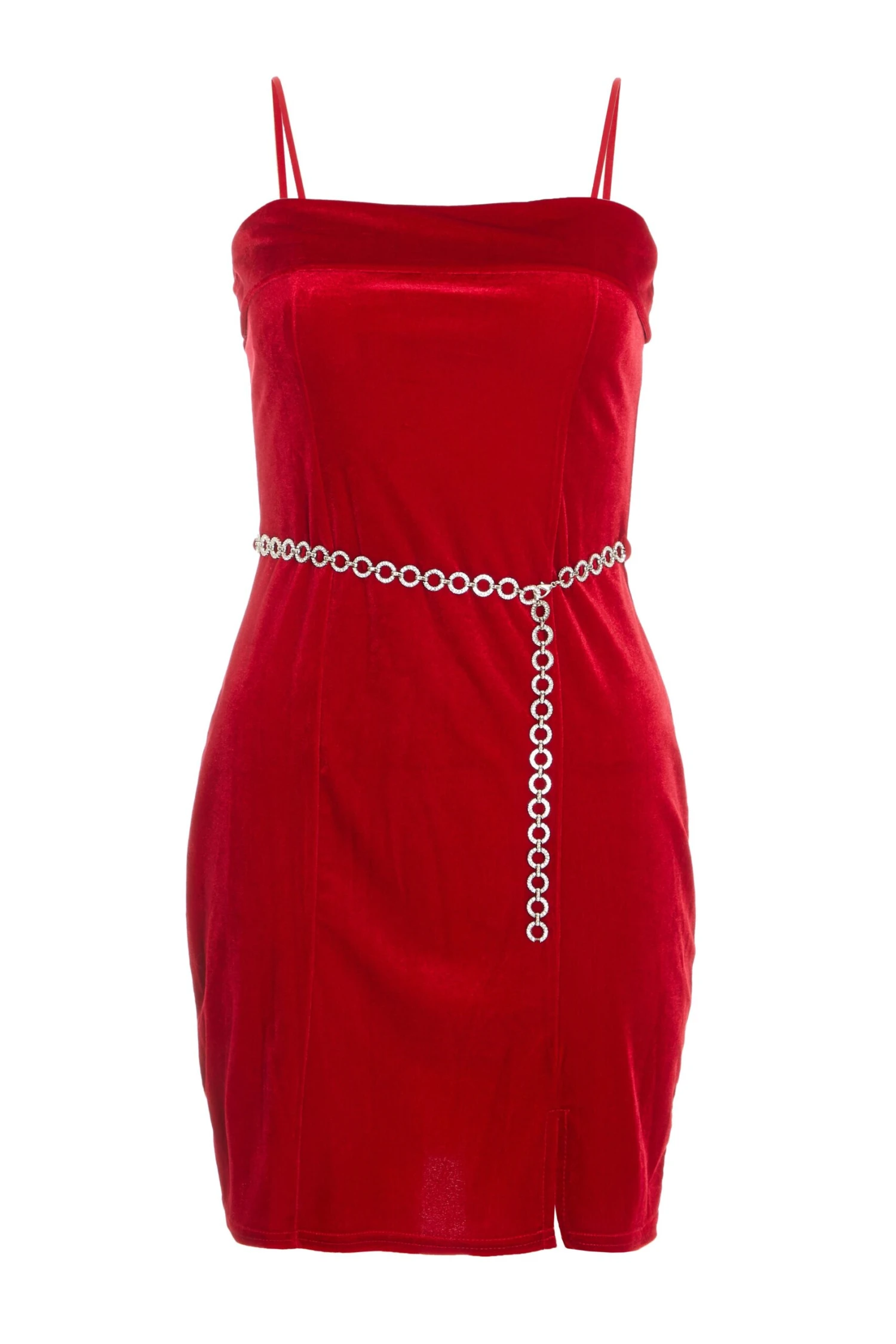 Red Velvet Diamante Mini Dress 1 Red Velvet Diamante Mini Dress