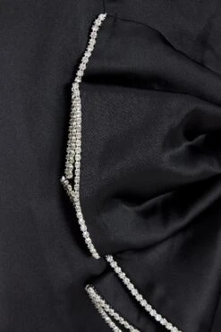 Black Satin Bow Mini Dress -Glamourista 00100036179 ZS