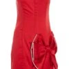 Red Satin Bow Mini Dress