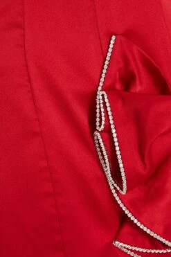 Red Satin Bow Mini Dress -Glamourista 00100036180 ZS