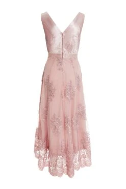 Pink Embroidered Dip Hem Dress -Glamourista 00100036181 ZB