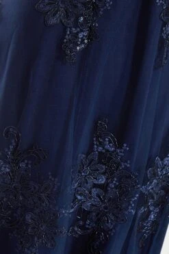 Navy Embroidered Dip Hem Dress -Glamourista 00100036183 ZS