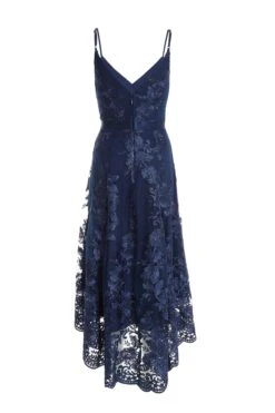 Navy Lace Dip Hem Strappy Midi Dress 10 Navy Lace Dip Hem Strappy Midi Dress -Glamourista 00100036185 ZB