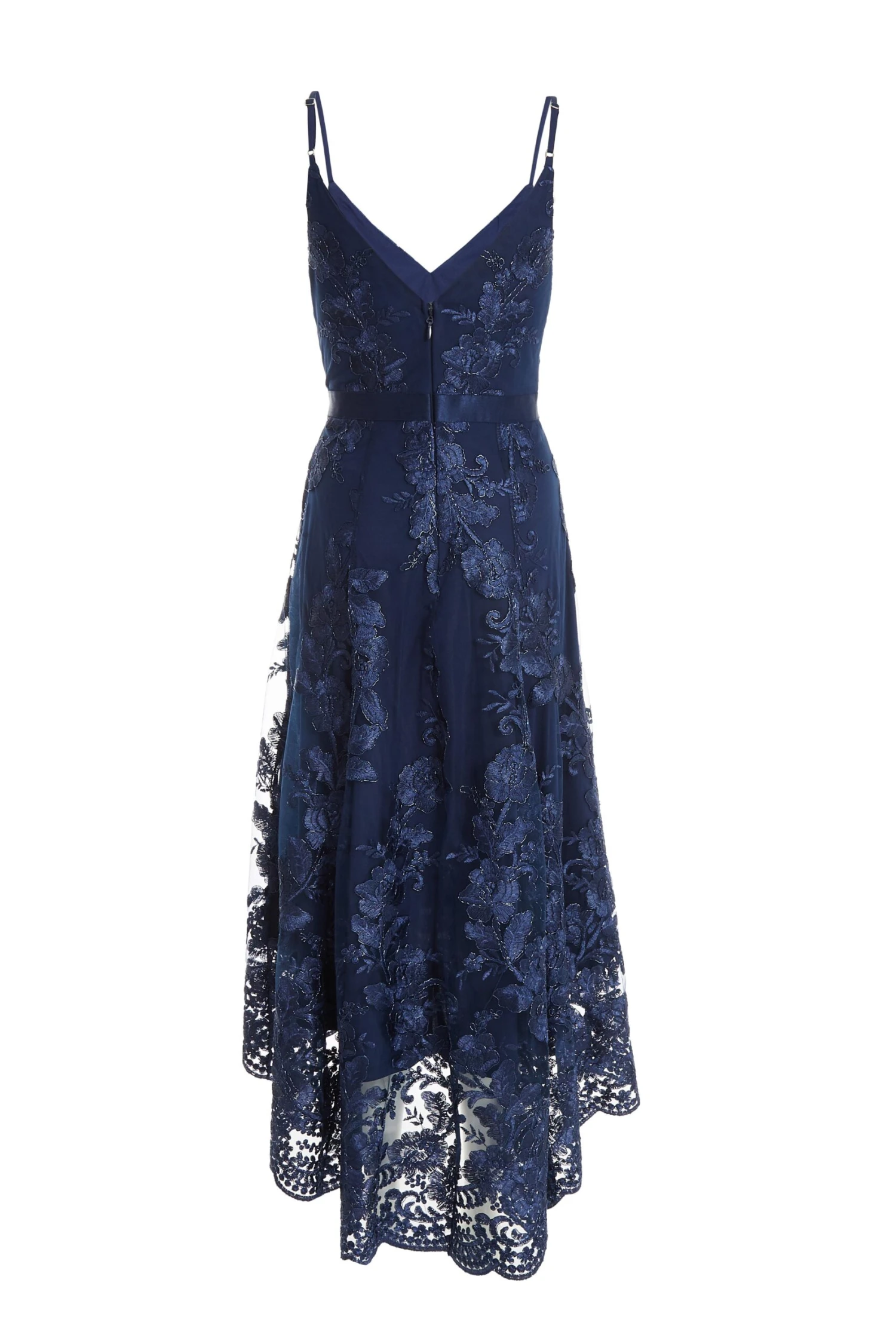 Navy Lace Dip Hem Strappy Midi Dress 5 Navy Lace Dip Hem Strappy Midi Dress - Image 5
