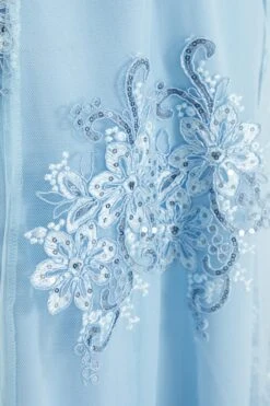 Blue Embroidered Dip Hem Dress -Glamourista 00100036187 ZS