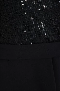 Black Sequin Wrap Dip Hem Midi Dress -Glamourista 00100036189 ZS