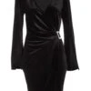 Black Velvet Cape Sleeve Mini Dress