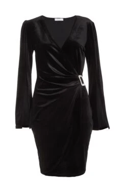 Black Velvet Cape Sleeve Mini Dress