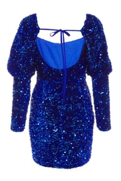 Royal Blue Sequin Bodycon Mini Dress -Glamourista 00100036203 ZB