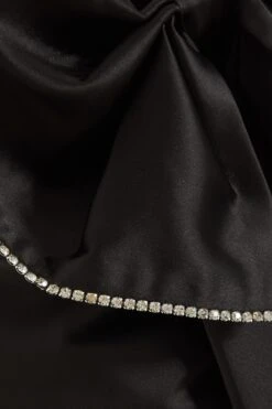 Black Satin Bow Midaxi Dress -Glamourista 00100036244 ZS